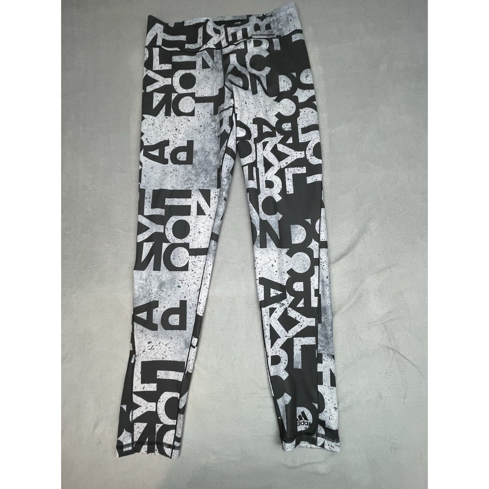 Adidas Ultimate Fit‎ Typo Tights Womens Medium Black Lightweight Stretch Gym